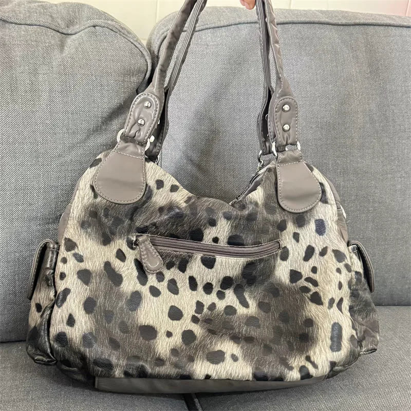Sac vintage gris léopard