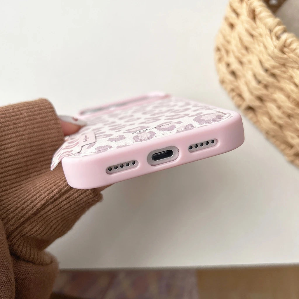 Coque de téléphone motif léopard rose