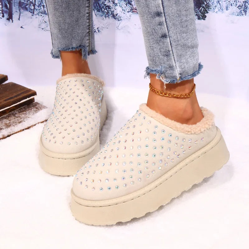 Chaussons intérieur cotton avec des strass