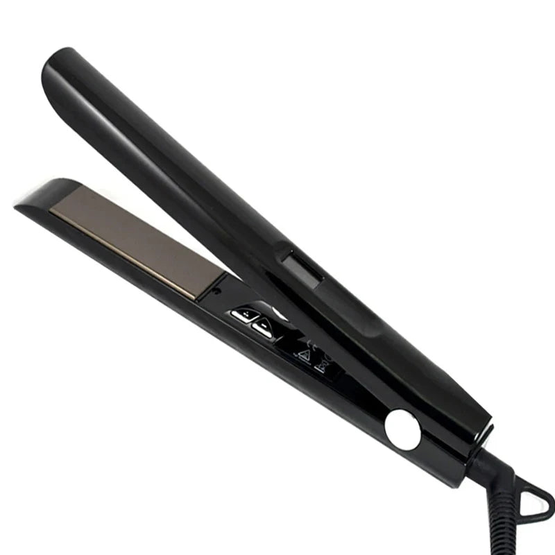 Plancha de pelo profesional de 1 pulgada con diamantes de imitación de titanio y pantalla LCD