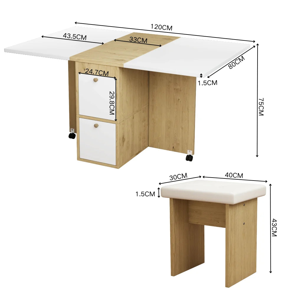 Meuble Muti-fonctionnel en bois avec chaises et rangements