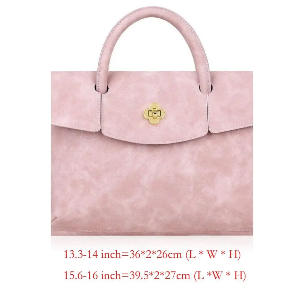 Sac rose en velour pour ordinateur portable