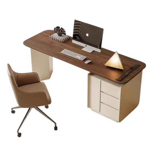 Bureau en bois multi-rangements et minimaliste