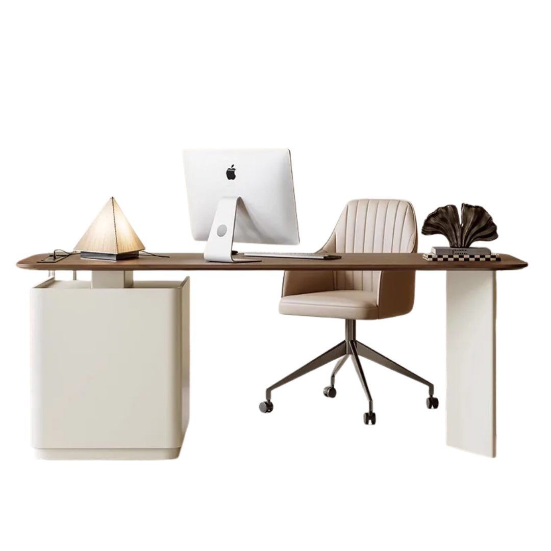 Bureau en bois multi-rangements et minimaliste