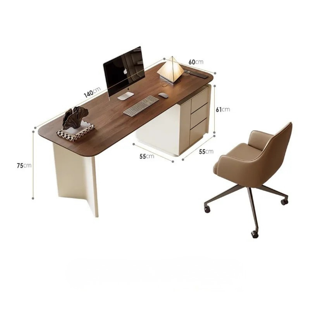 Bureau en bois multi-rangements et minimaliste