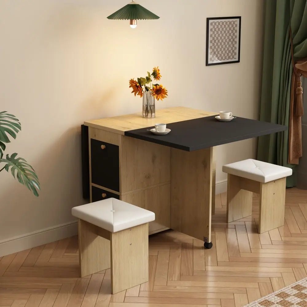 Meuble Muti-fonctionnel en bois avec chaises et rangements