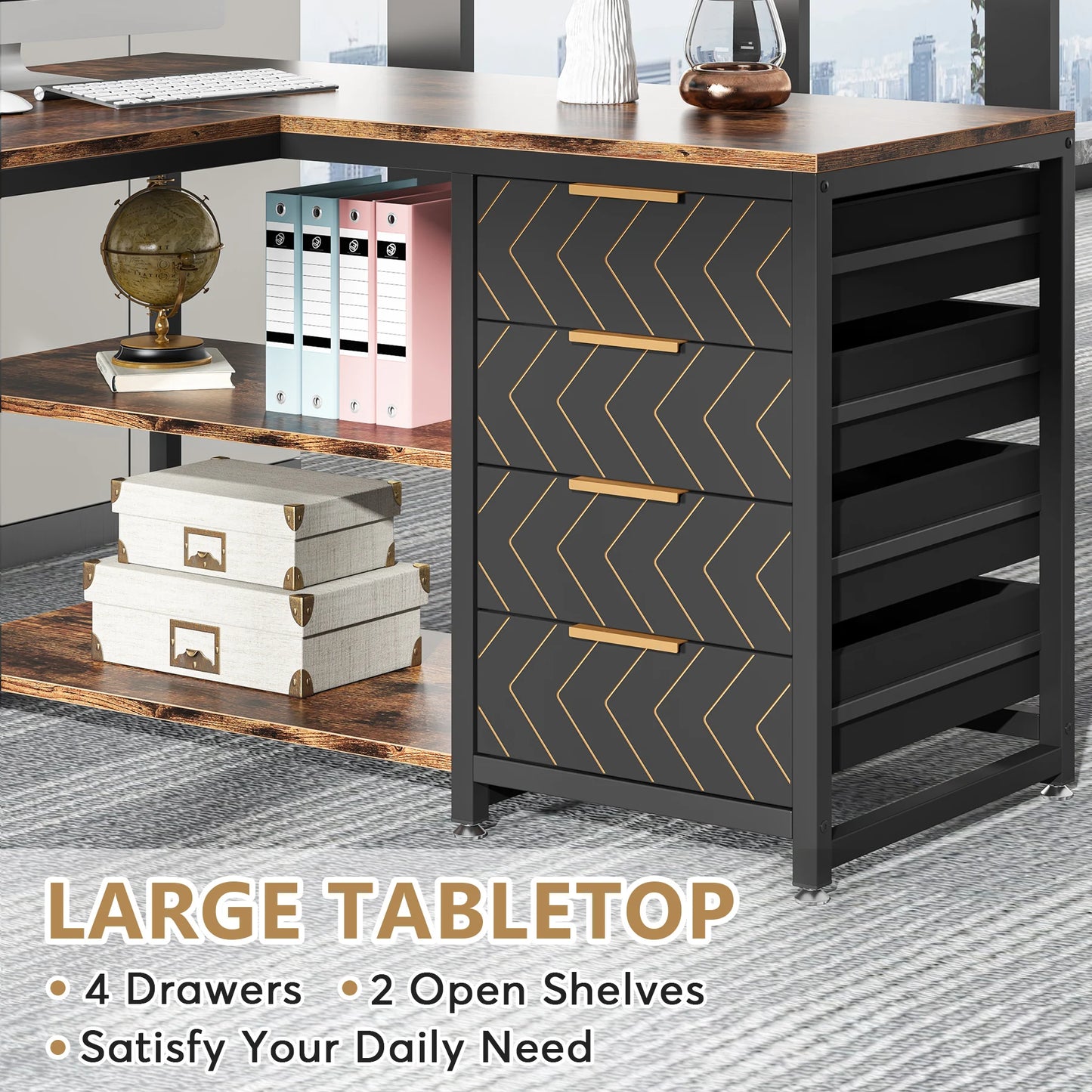 Bureau d'angle en bois allemand