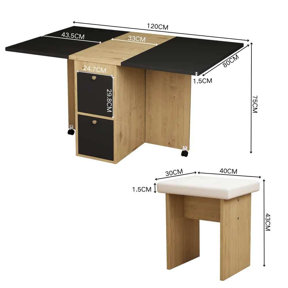 Meuble Muti-fonctionnel en bois avec chaises et rangements