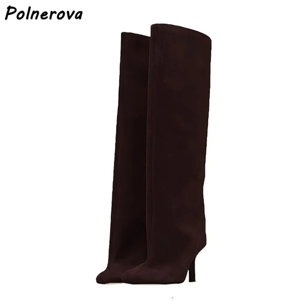 Bottes à taille hautes en daim