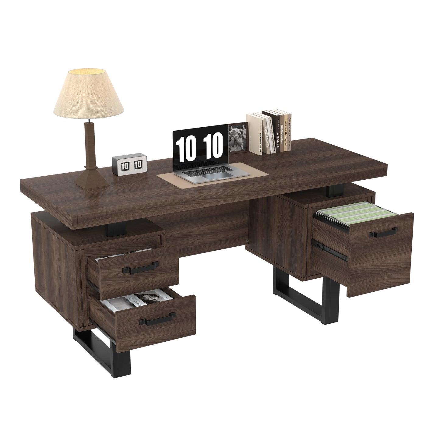 Bureau en bois moderne au finition métal