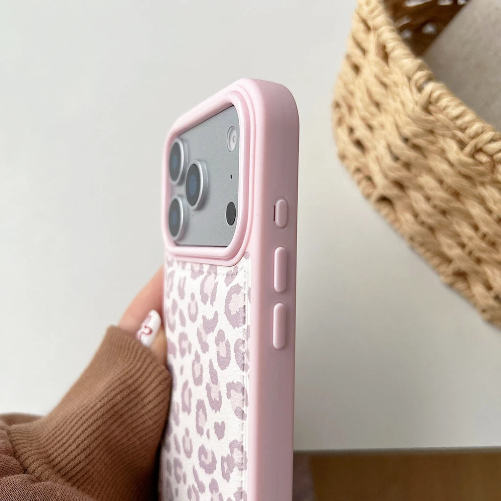 Coque de téléphone motif léopard rose