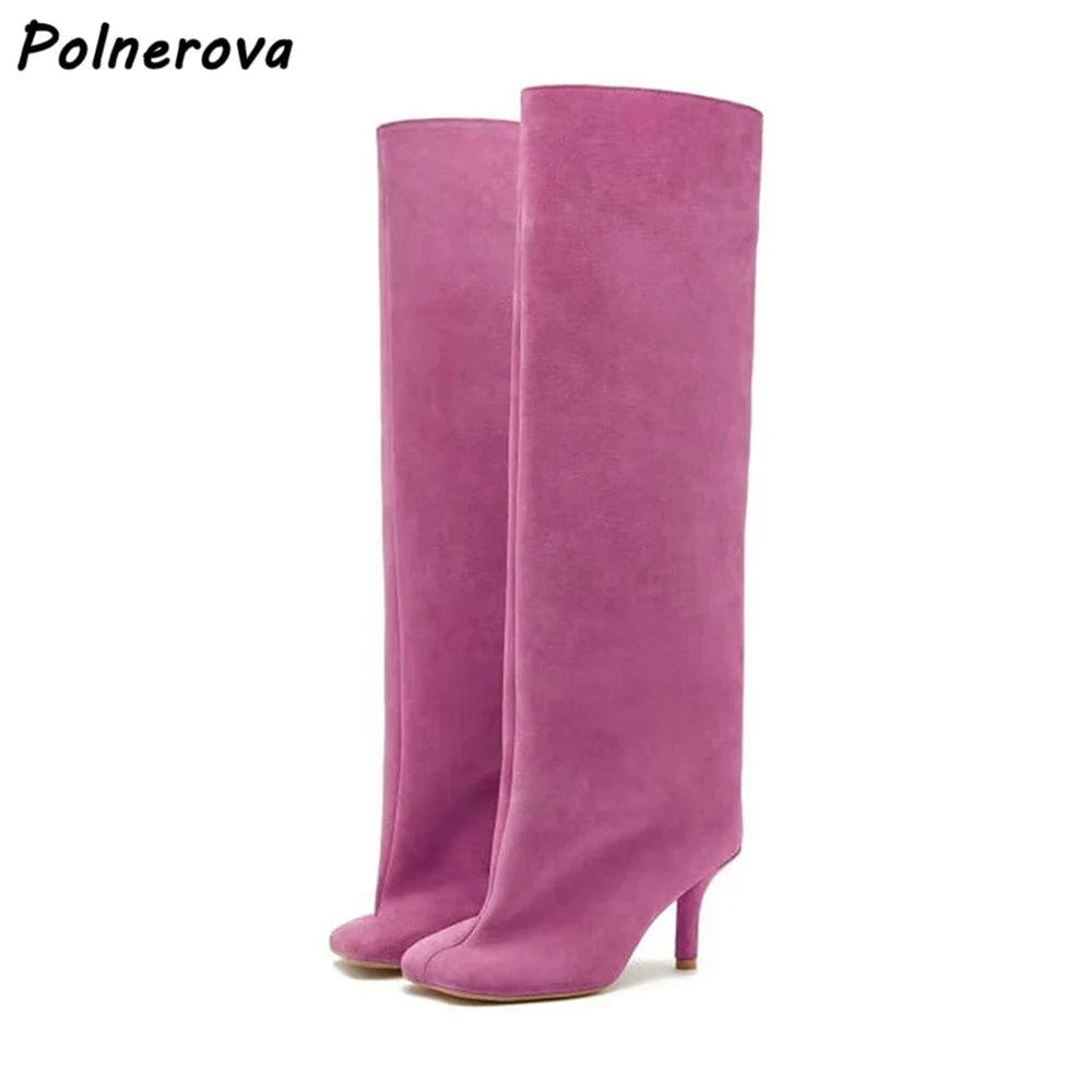 Bottes à taille hautes en daim