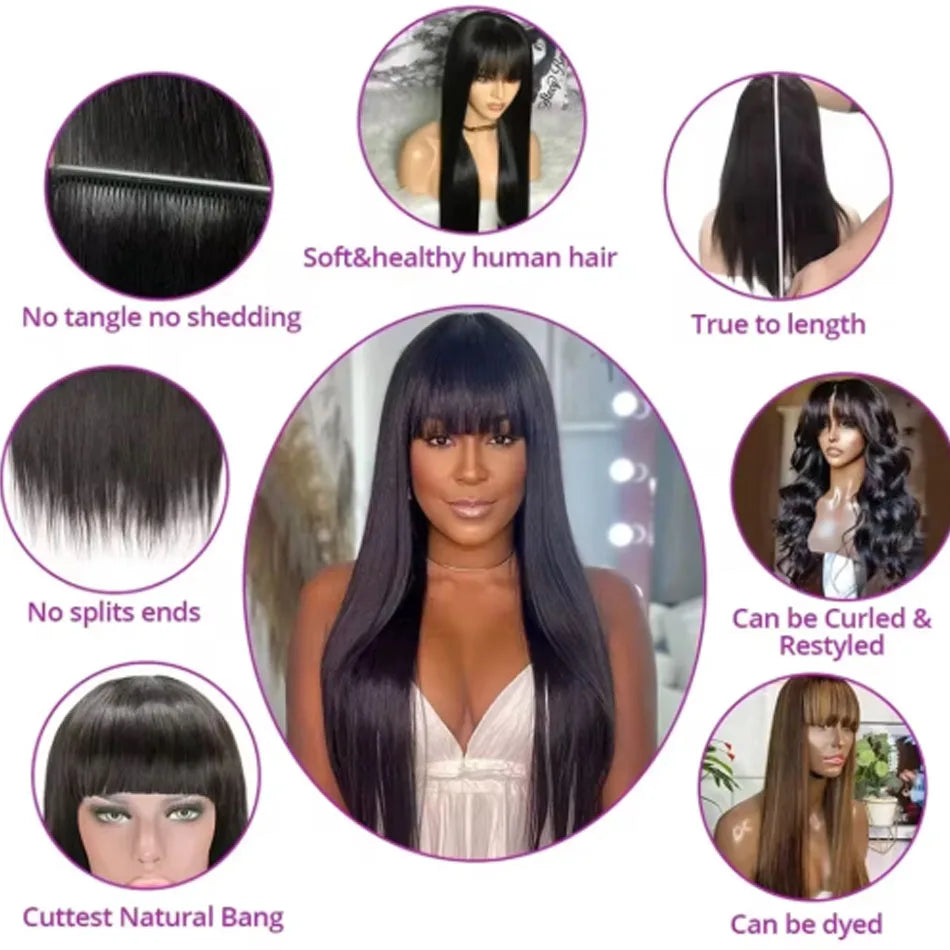 Perruque Human Hair avec Frange
