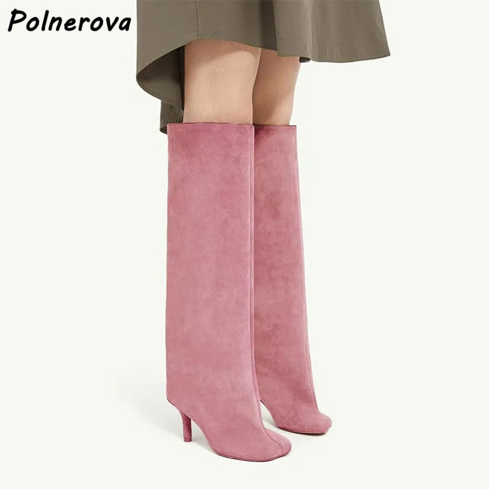 Bottes à taille hautes en daim