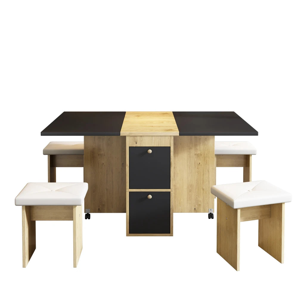 Meuble Muti-fonctionnel en bois avec chaises et rangements