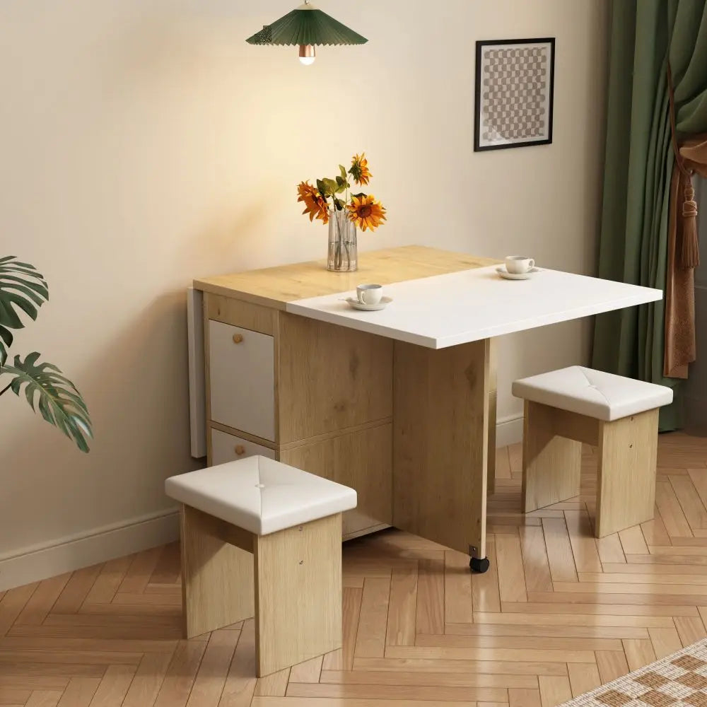 Meuble Muti-fonctionnel en bois avec chaises et rangements