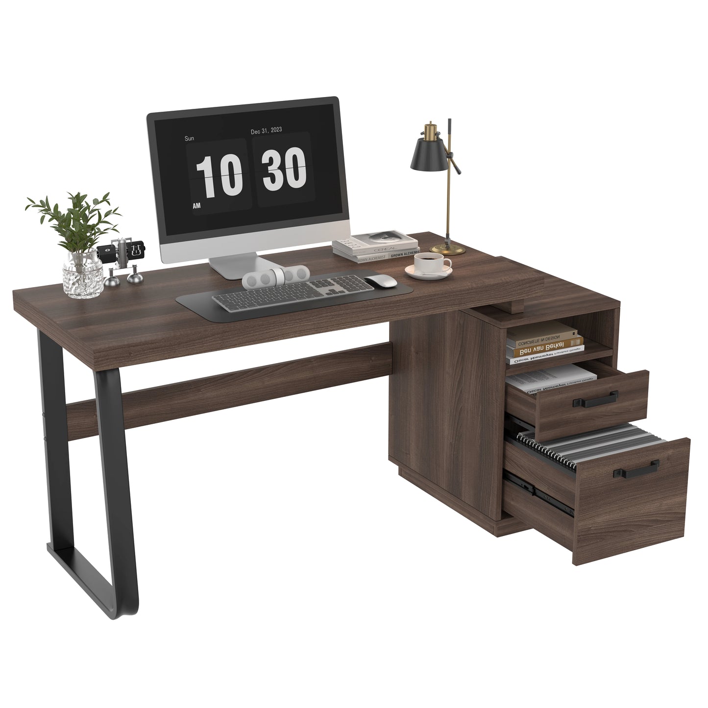 Bureau en bois moderne au finition métal