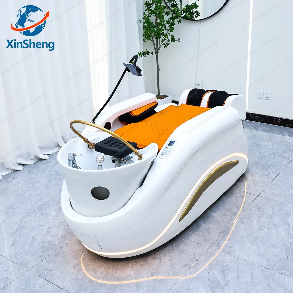 Chaise de shampooing avec équipements