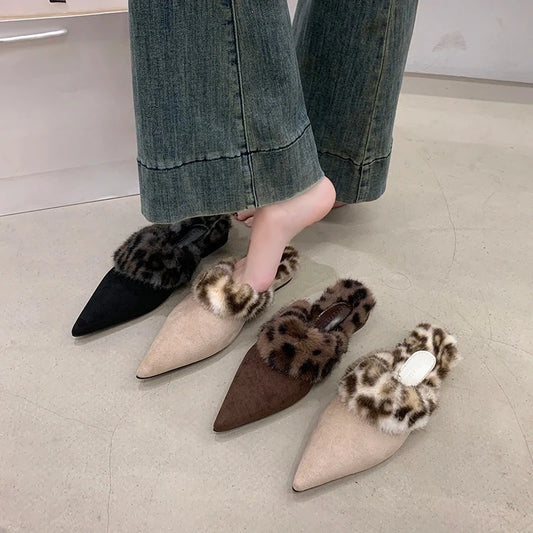Talons plats avec fourrure