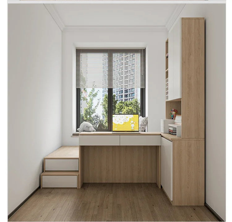 Tatami avec bureau et bibliothèque pour petit appartement