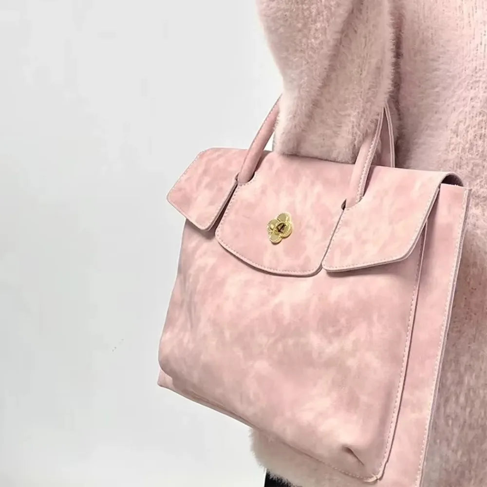 Sac rose en velour pour ordinateur portable
