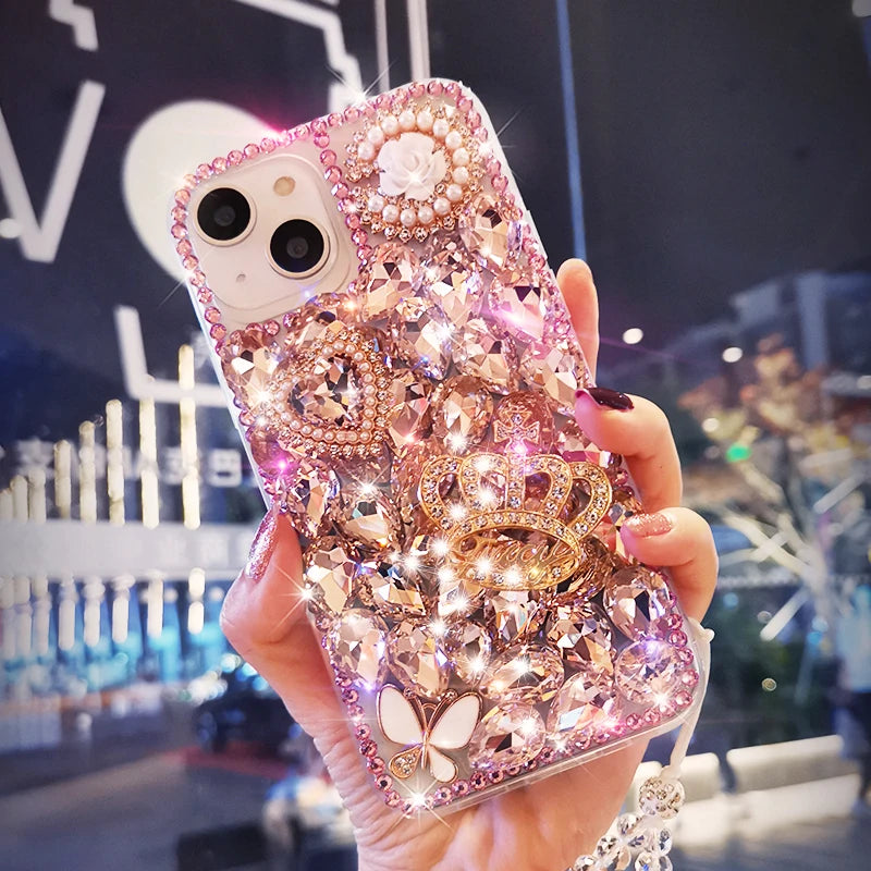 Couque de téléphone avec strass et charms