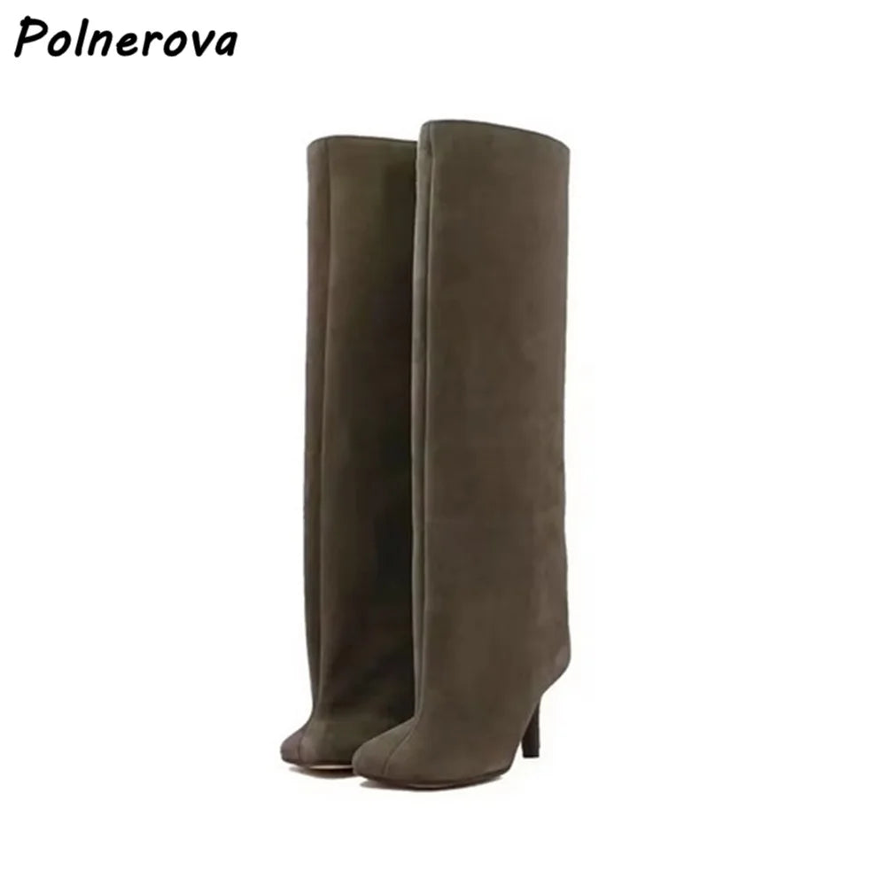 Bottes à taille hautes en daim