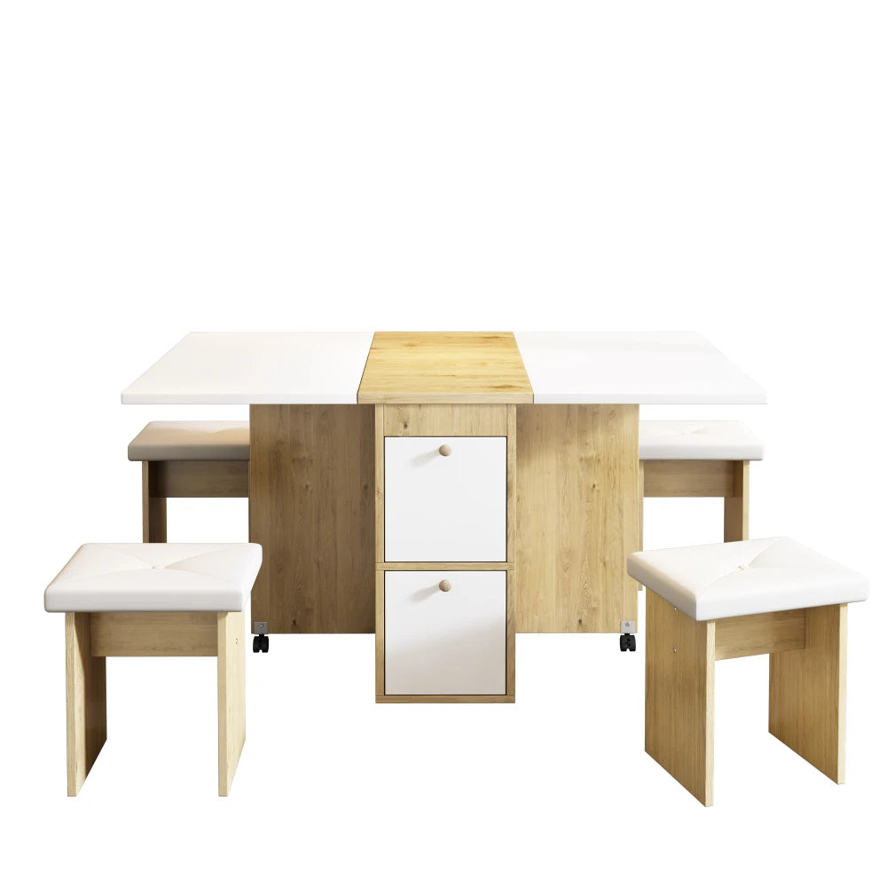 Meuble Muti-fonctionnel en bois avec chaises et rangements
