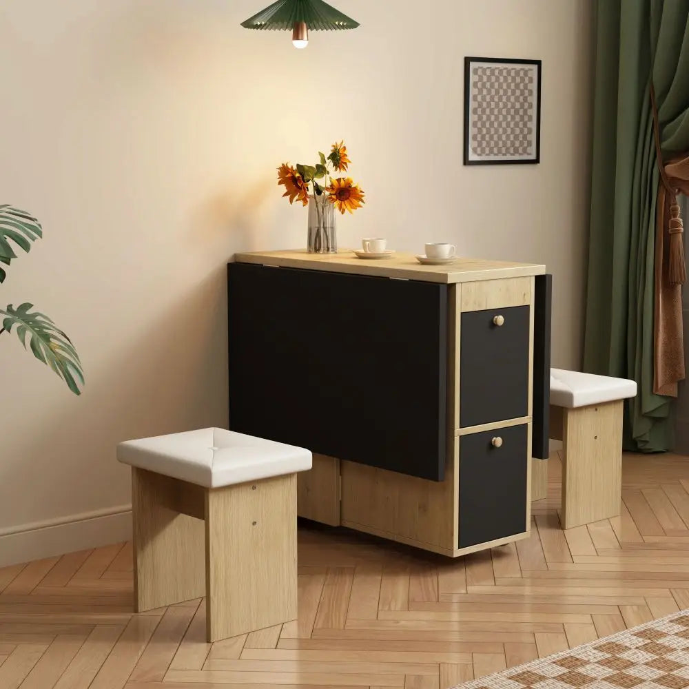 Meuble Muti-fonctionnel en bois avec chaises et rangements
