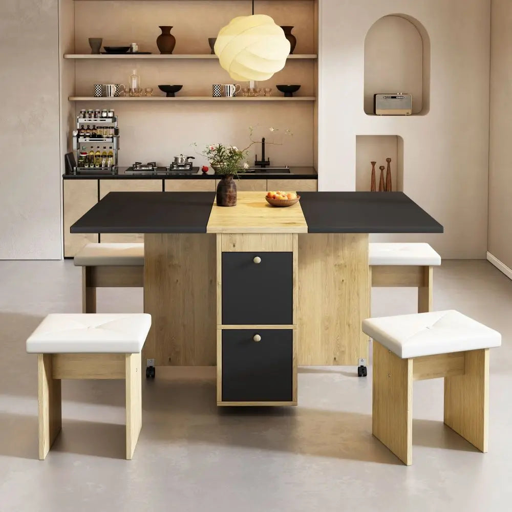 Meuble Muti-fonctionnel en bois avec chaises et rangements