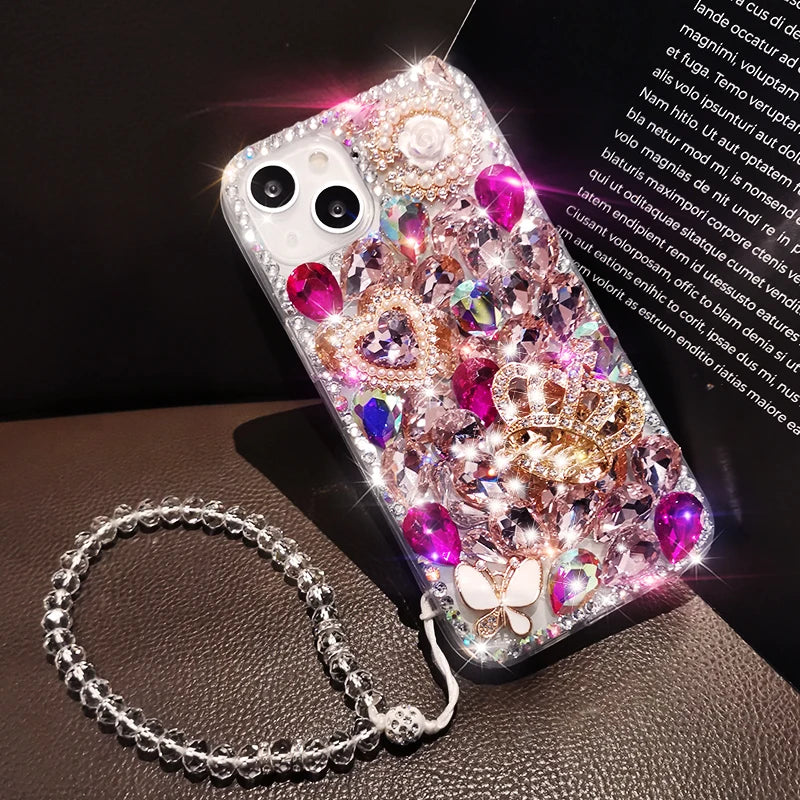 Couque de téléphone avec strass et charms