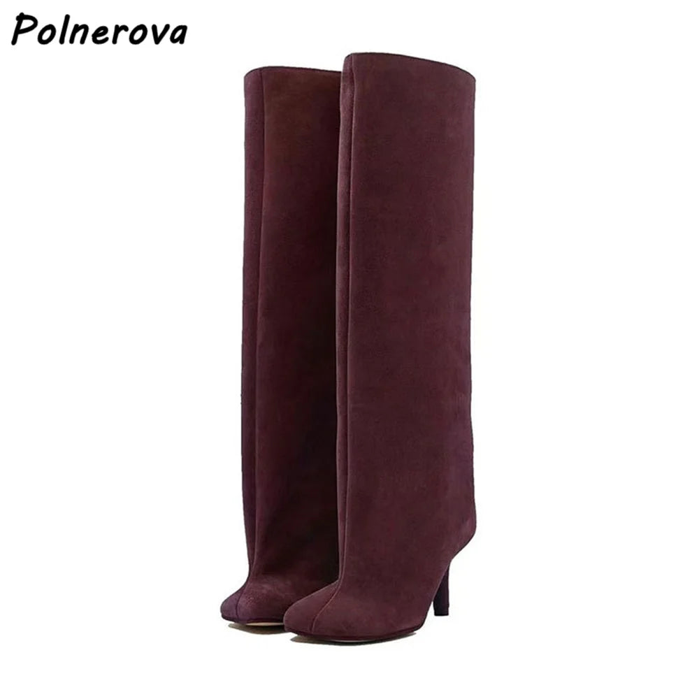 Bottes à taille hautes en daim