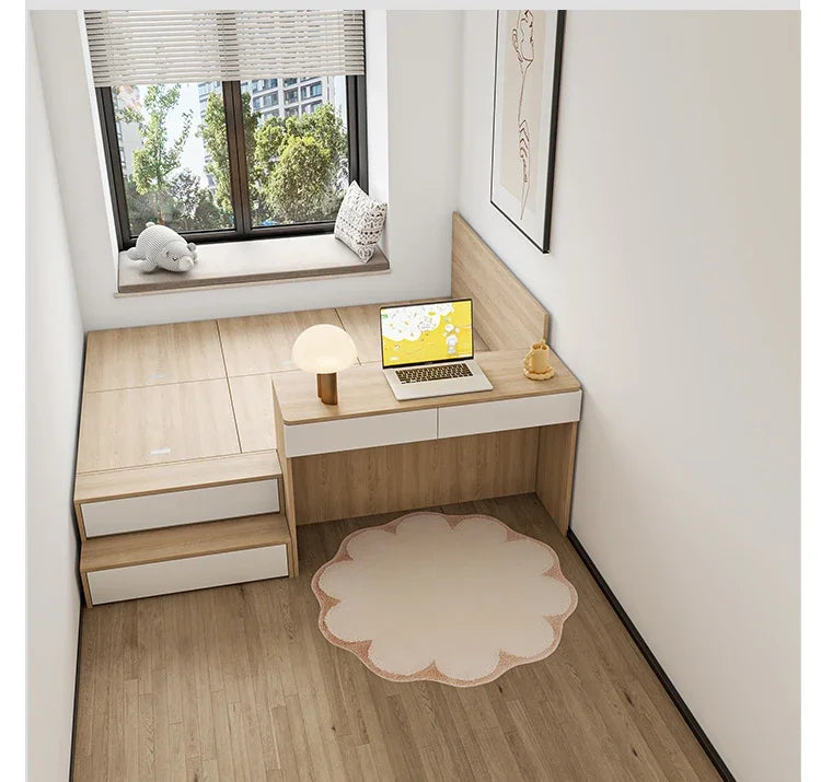 Tatami avec bureau et bibliothèque pour petit appartement