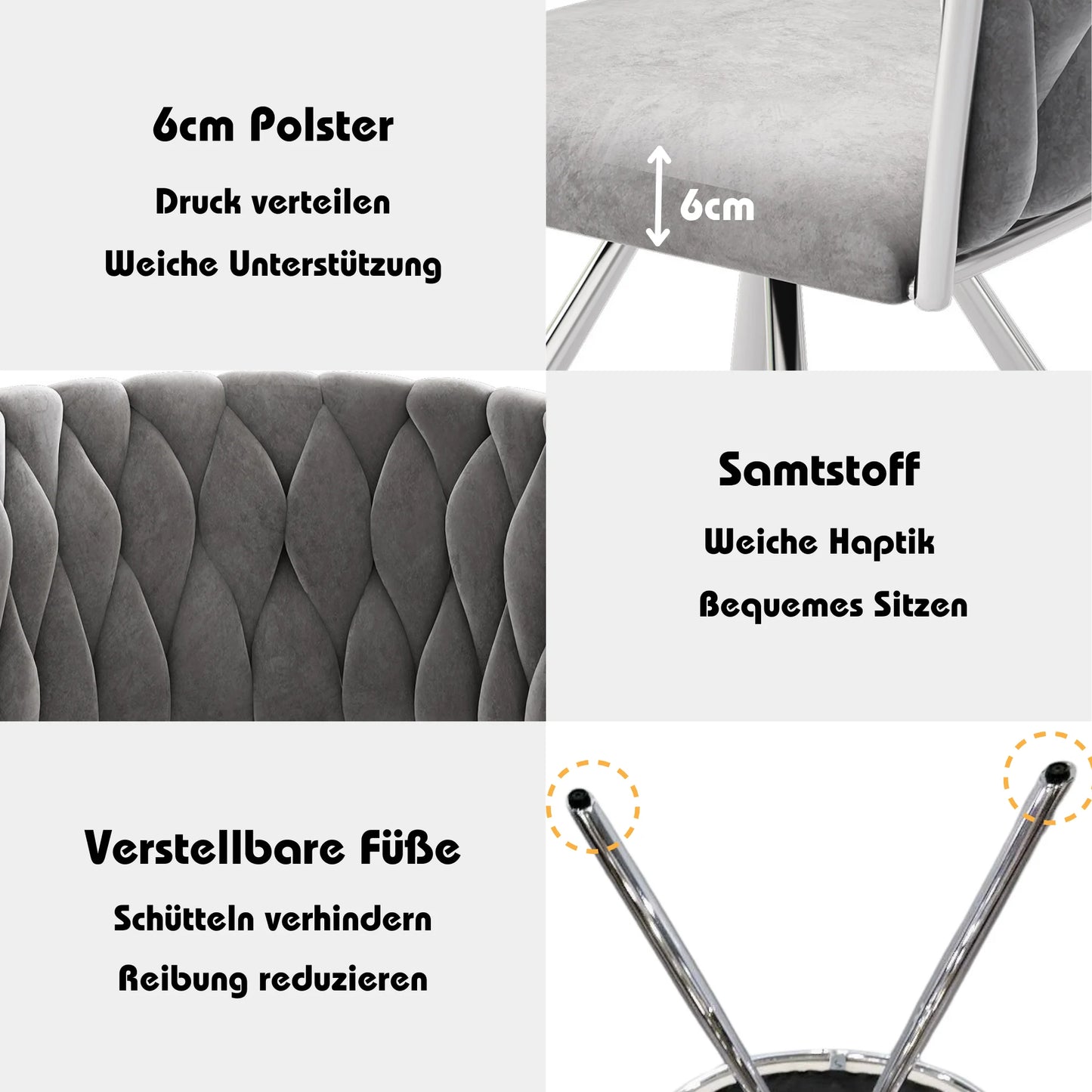 4 chaises en velours