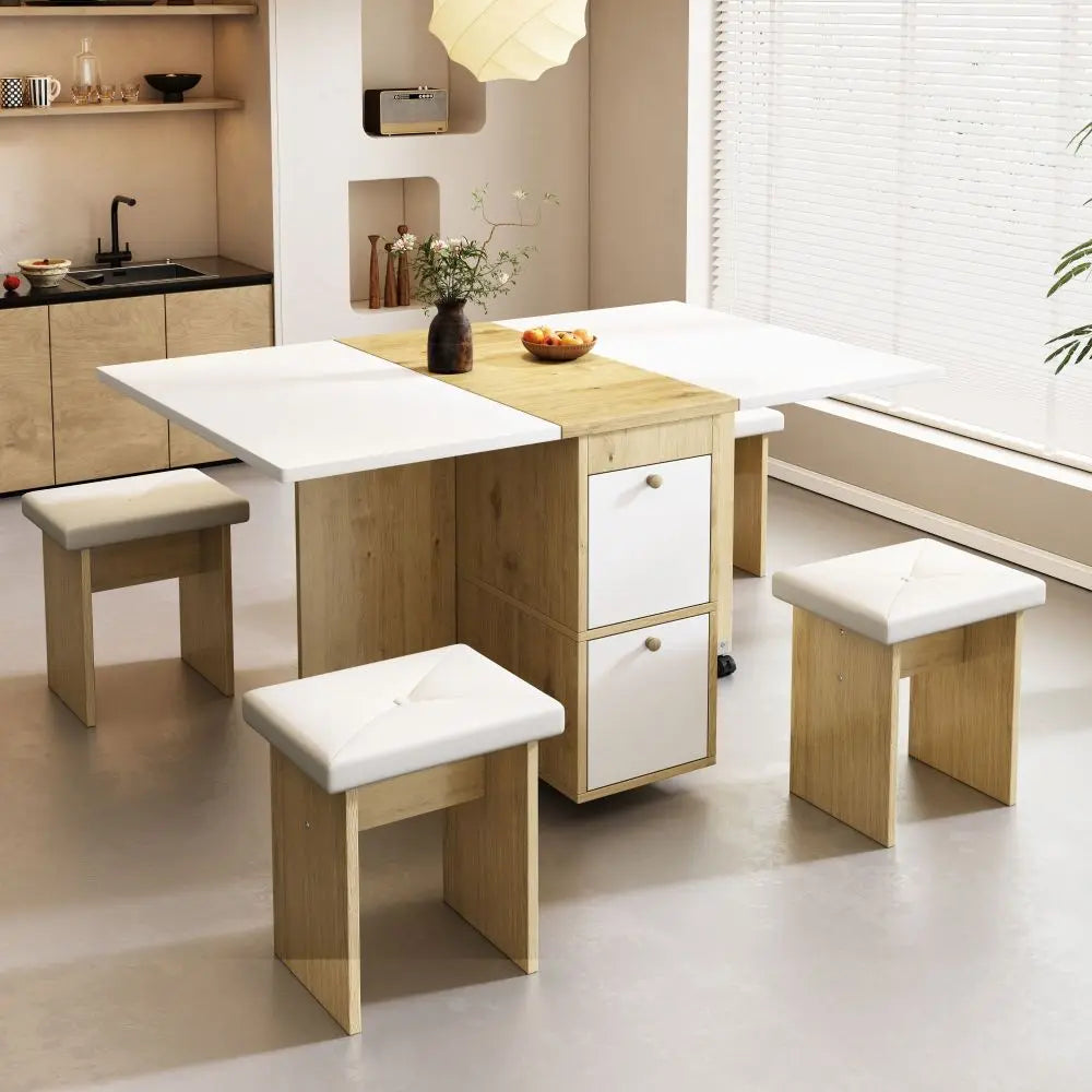 Meuble Muti-fonctionnel en bois avec chaises et rangements