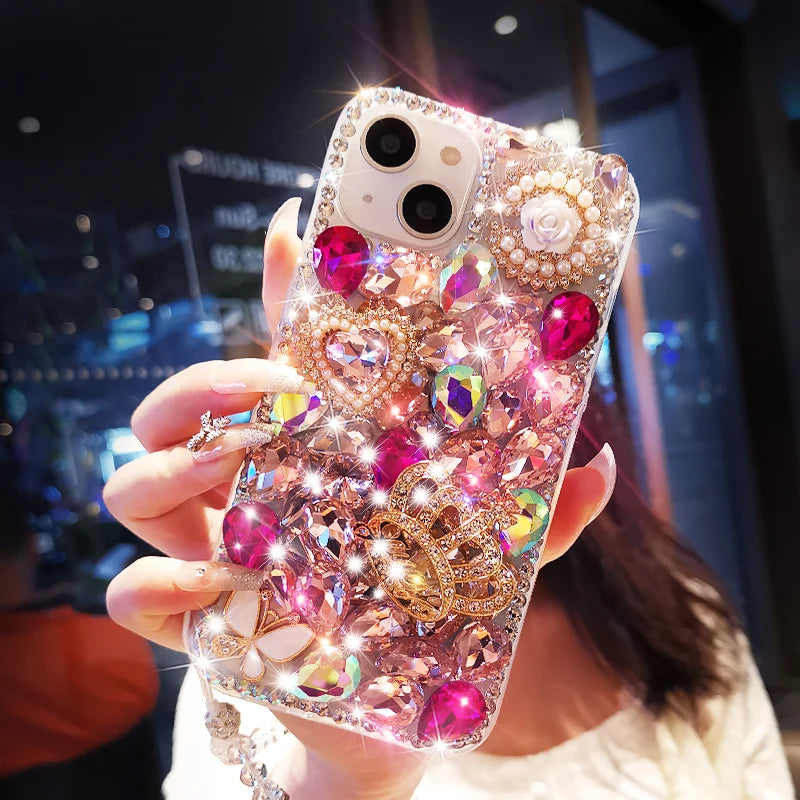Couque de téléphone avec strass et charms