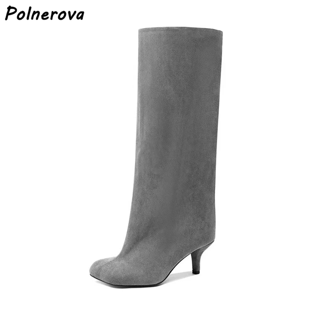 Bottes à taille hautes en daim
