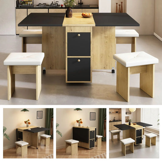 Meuble Muti-fonctionnel en bois avec chaises et rangements