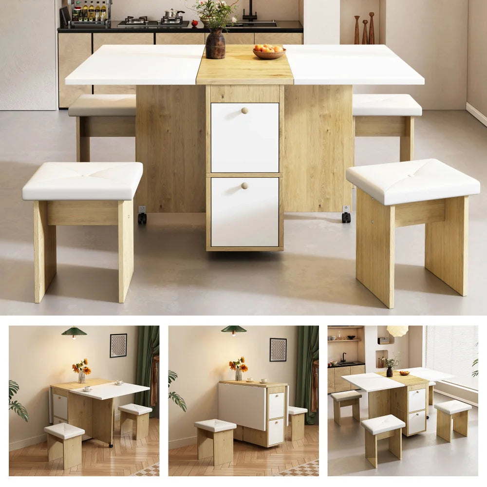 Meuble Muti-fonctionnel en bois avec chaises et rangements