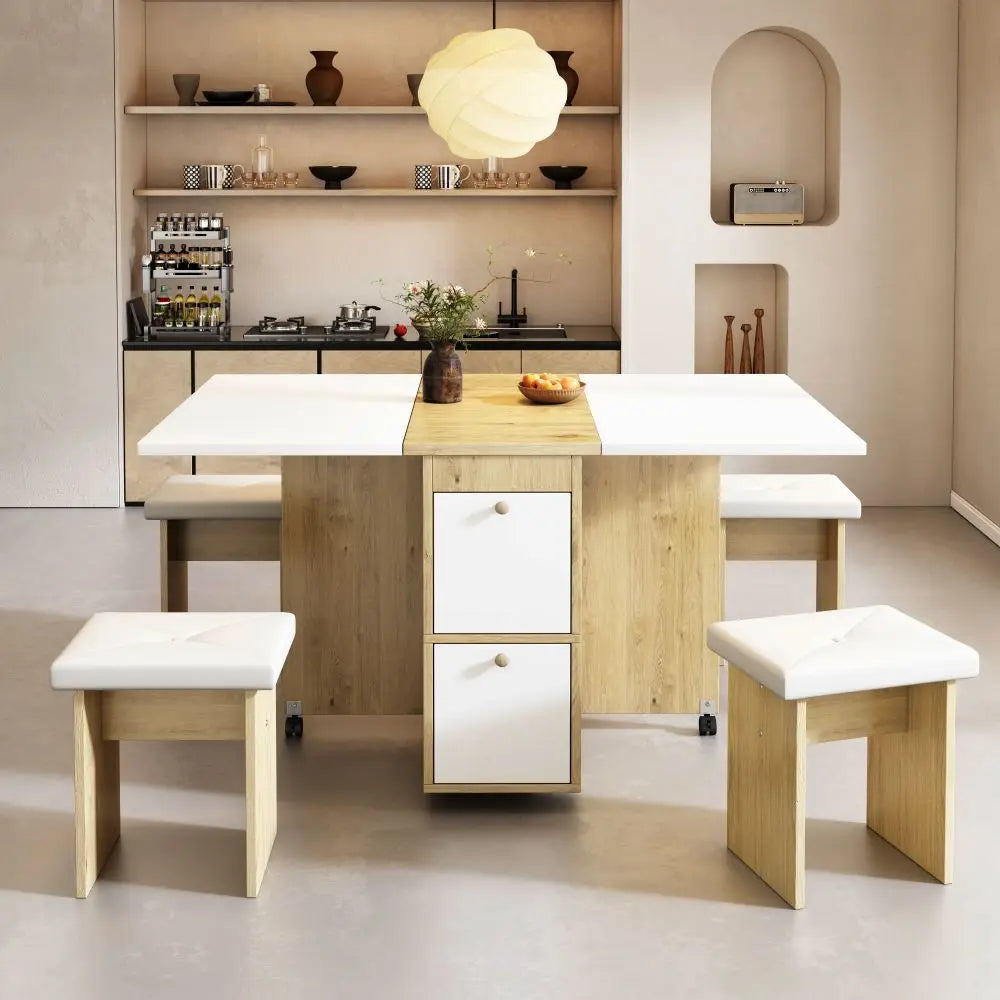 Meuble Muti-fonctionnel en bois avec chaises et rangements