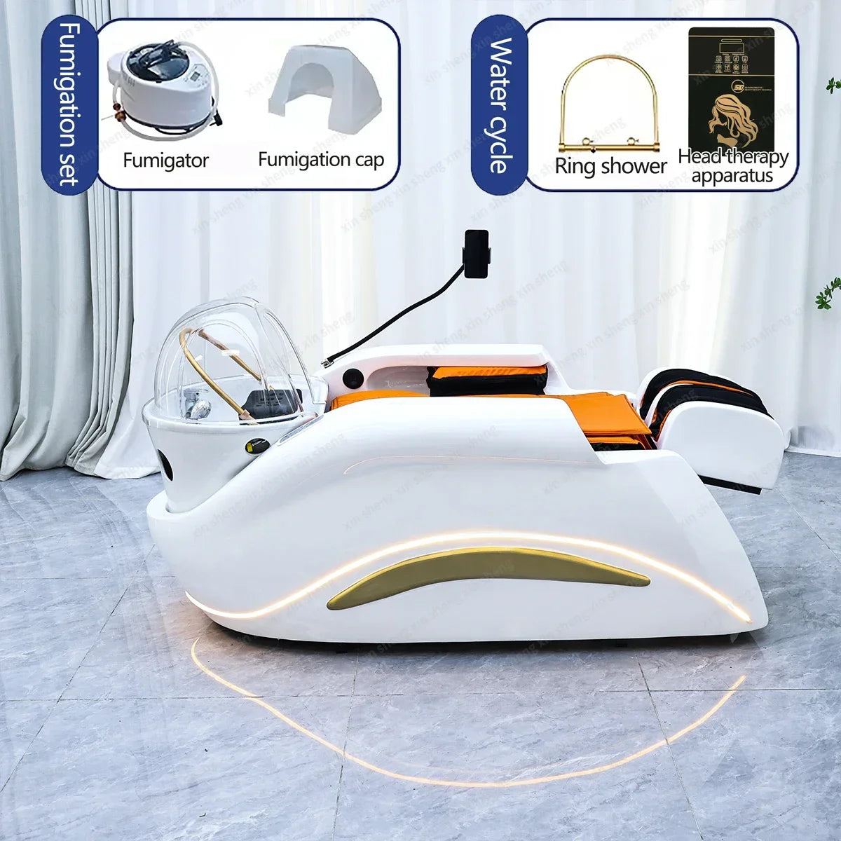 Chaise de shampooing avec équipements