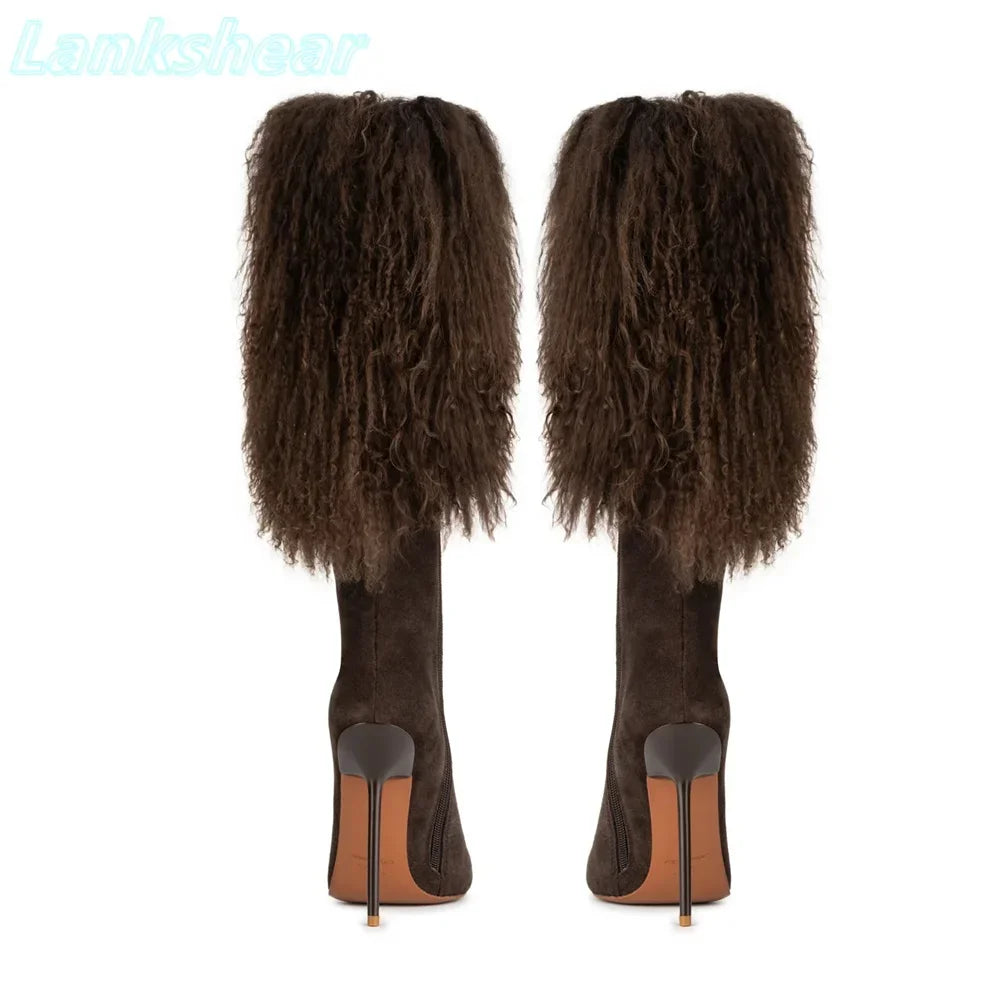 Bottes à Talons Hauts avec Frou-frou