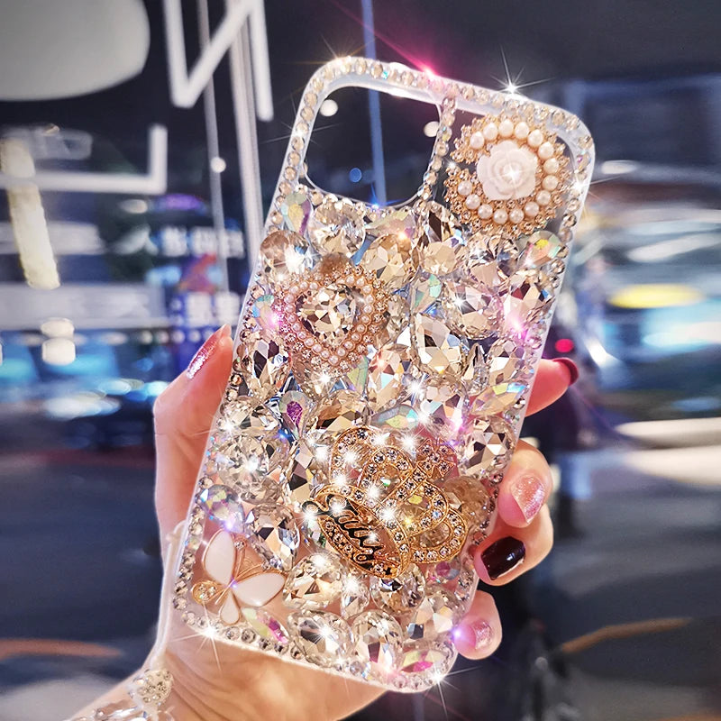Couque de téléphone avec strass et charms