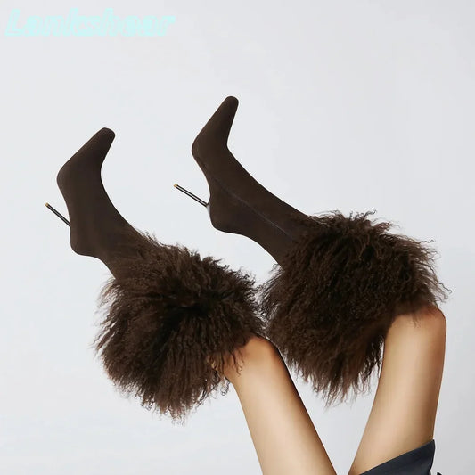 Bottes à Talons Hauts avec Frou-frou
