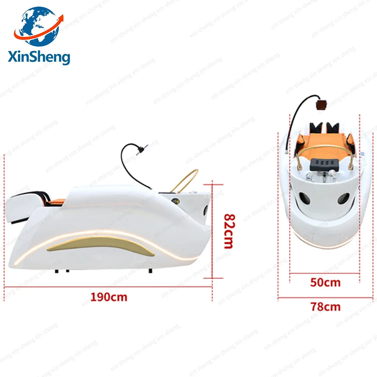 Chaise de shampooing avec équipements