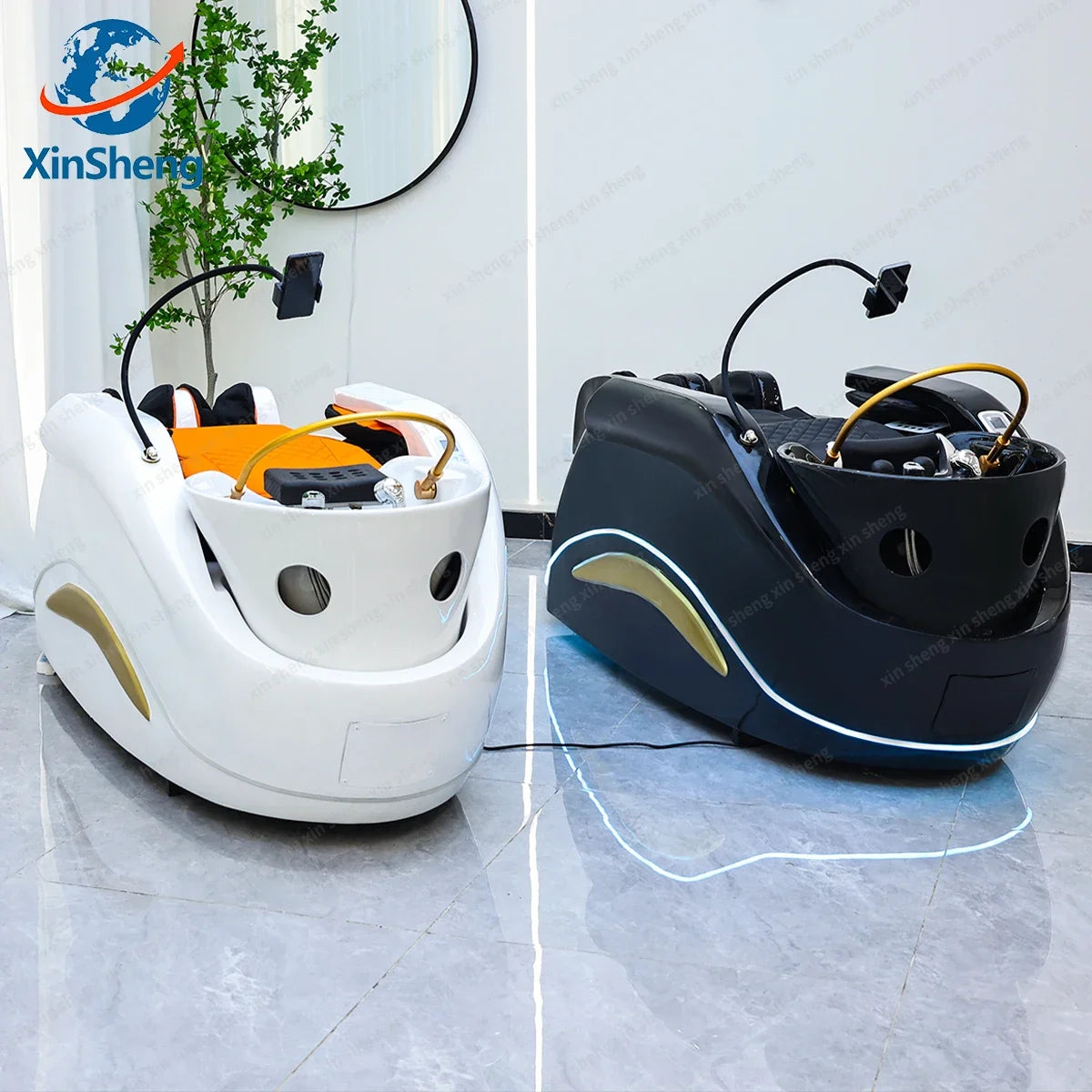 Chaise de shampooing avec équipements