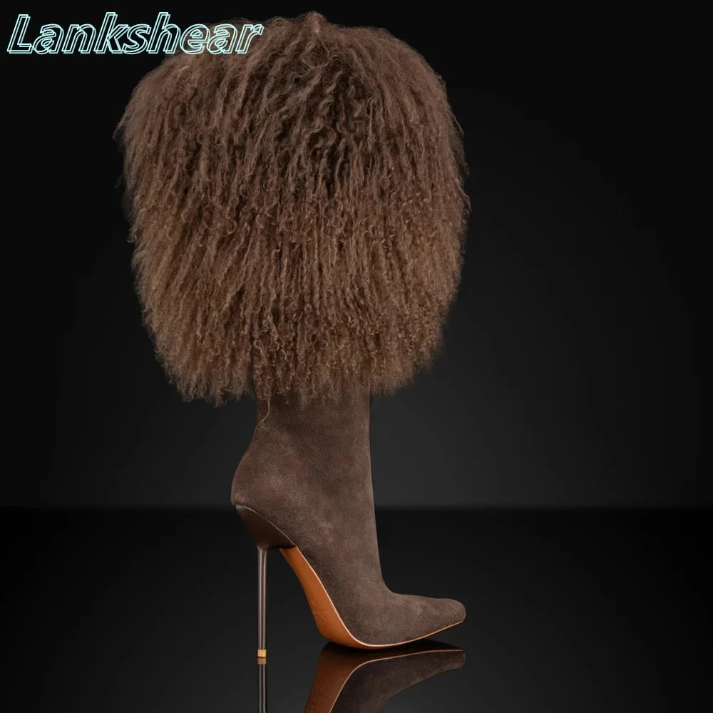 Bottes à Talons Hauts avec Frou-frou