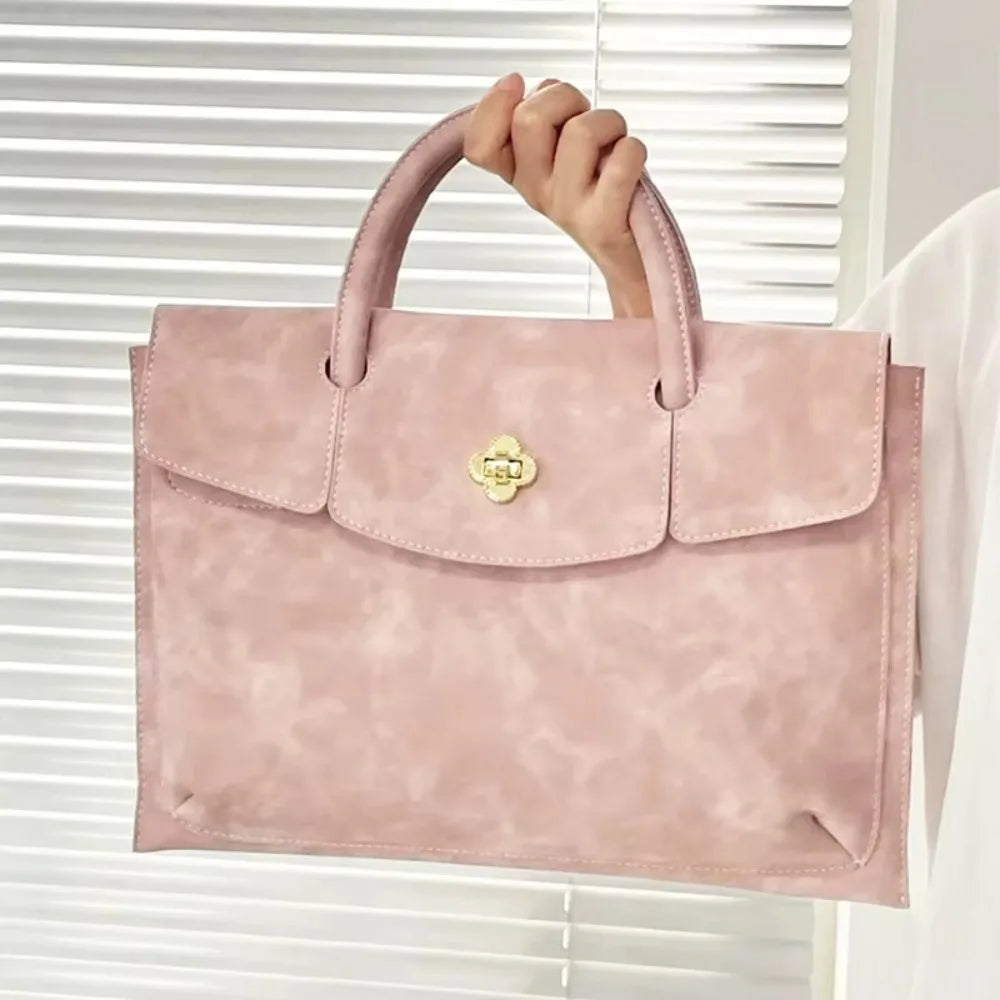 Sac rose en velour pour ordinateur portable